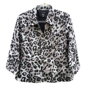 Silkland 100% Silk Animal Zip Up Long Sleeve Jacket Medium NWOT